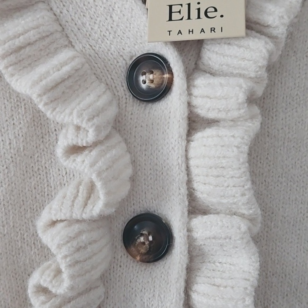 [NWT] Elie Tahari Ruffle Cropped Ruffle Cardigan - Picture 4 of 7